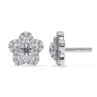 Fiore di Stella Studs - round brilliant diamond earrings - three-quarter view - hand-made in Byron Bay Hinterland, Australia by Lucano Fine Jewellery