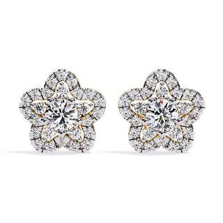 Fiore di Stella Studs - round brilliant diamond earrings - top view - hand-made in Byron Bay Hinterland, Australia by Lucano Fine Jewellery
