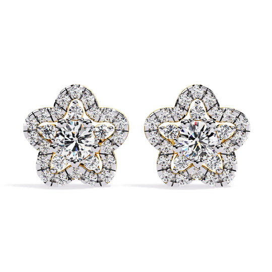 Fiore di Stella Studs - round brilliant diamond earrings - top view - hand-made in Byron Bay Hinterland, Australia by Lucano Fine Jewellery
