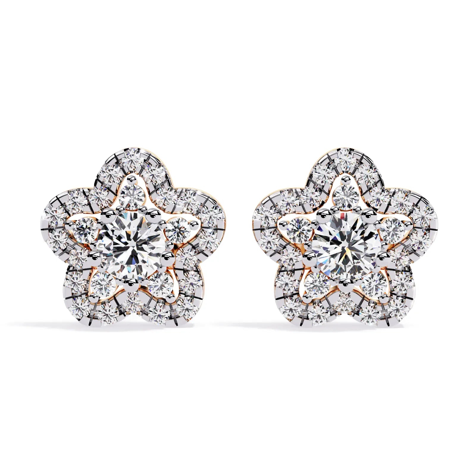 Fiore di Stella Studs - round brilliant diamond earrings - in 18ct yellow gold - hand-made in Byron Bay Hinterland, Australia by Lucano Fine Jewellery