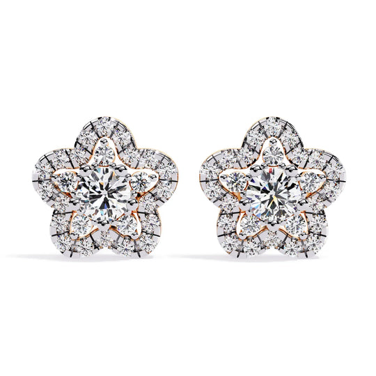 Fiore di Stella Studs - round brilliant diamond earrings - in 18ct yellow gold - hand-made in Byron Bay Hinterland, Australia by Lucano Fine Jewellery
