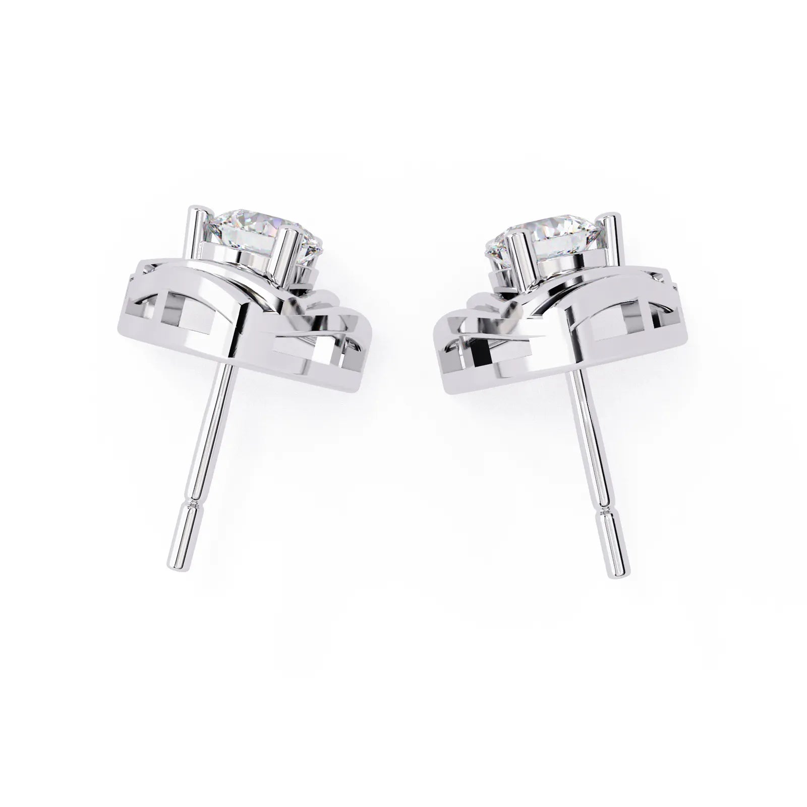 Trinacria Studs - round brilliant diamond earrings - in 18ct white gold - hand-made in Byron Bay Hinterland, Australia by Lucano Fine Jewellery