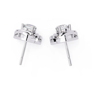 Trinacria Studs - round brilliant diamond earrings - in 18ct white gold - hand-made in Byron Bay Hinterland, Australia by Lucano Fine Jewellery