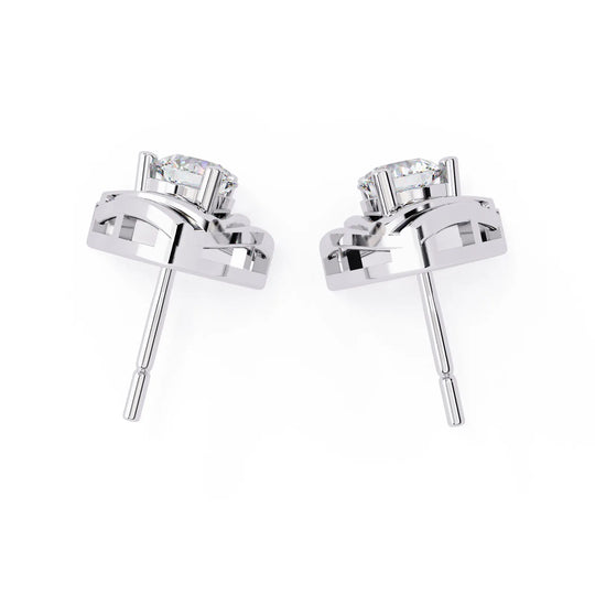 Trinacria Studs - round brilliant diamond earrings - in 18ct white gold - hand-made in Byron Bay Hinterland, Australia by Lucano Fine Jewellery