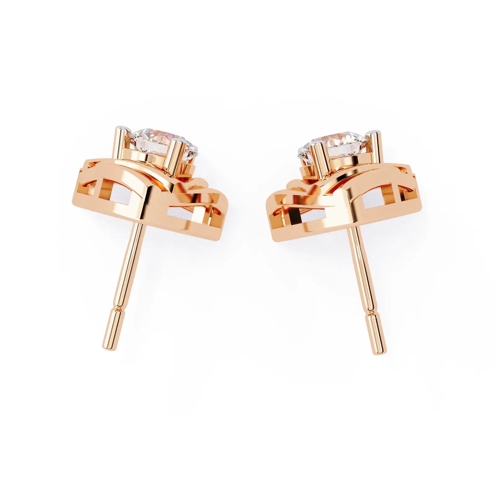 Trinacria Studs - round brilliant diamond earrings - in 9ct rose gold - hand-made in Byron Bay Hinterland, Australia by Lucano Fine Jewellery