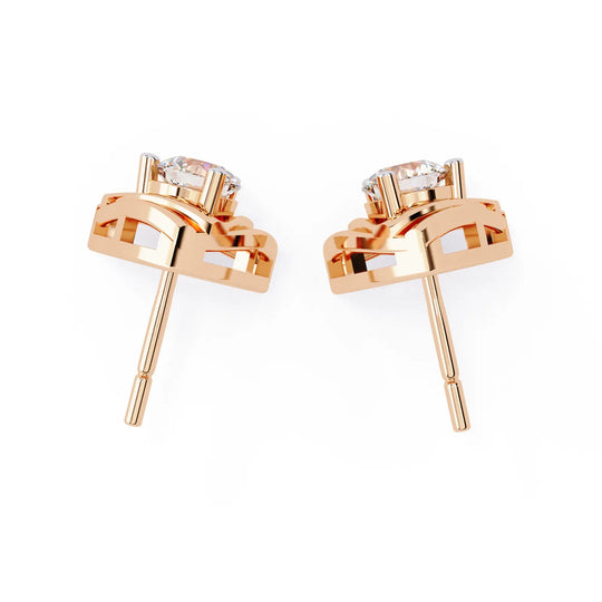 Trinacria Studs - round brilliant diamond earrings - in 9ct rose gold - hand-made in Byron Bay Hinterland, Australia by Lucano Fine Jewellery