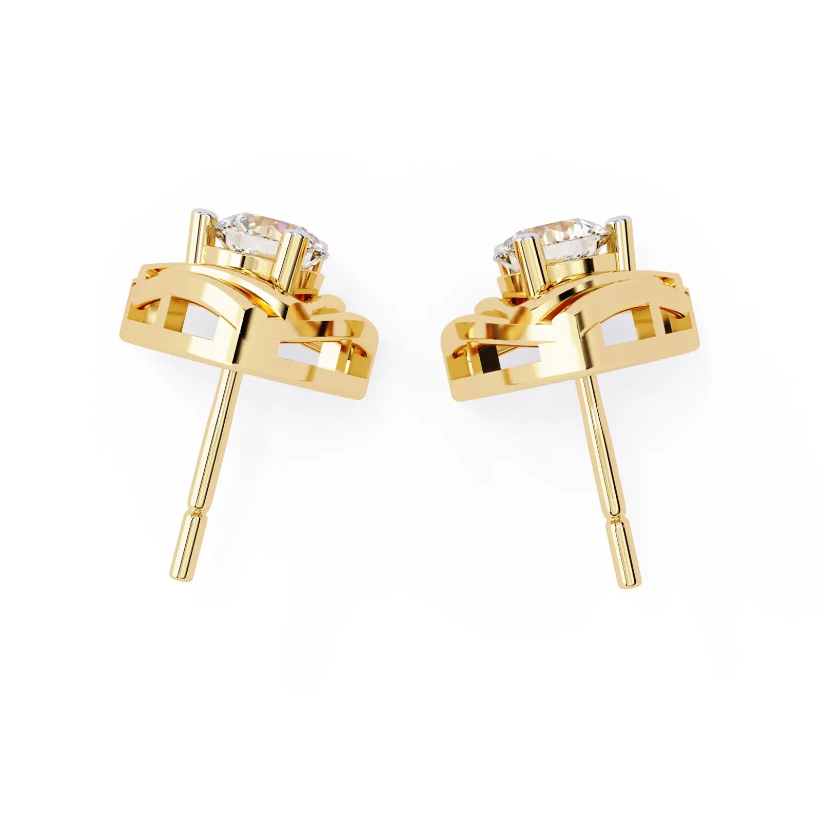 Trinacria Studs - round brilliant diamond earrings - in 18ct rose gold - hand-made in Byron Bay Hinterland, Australia by Lucano Fine Jewellery