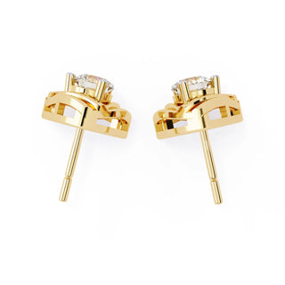 Trinacria Studs - round brilliant diamond earrings - in 18ct rose gold - hand-made in Byron Bay Hinterland, Australia by Lucano Fine Jewellery