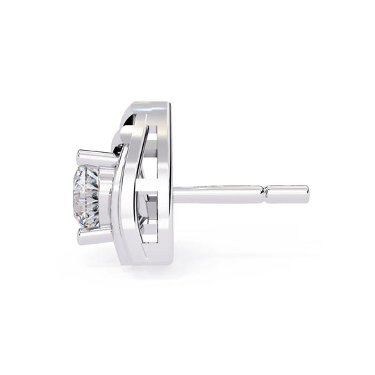Trinacria Studs - round brilliant diamond earrings - side profile - hand-made in Byron Bay Hinterland, Australia by Lucano Fine Jewellery