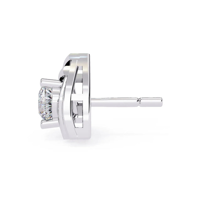 Trinacria Studs - round brilliant diamond earrings - side profile - hand-made in Byron Bay Hinterland, Australia by Lucano Fine Jewellery