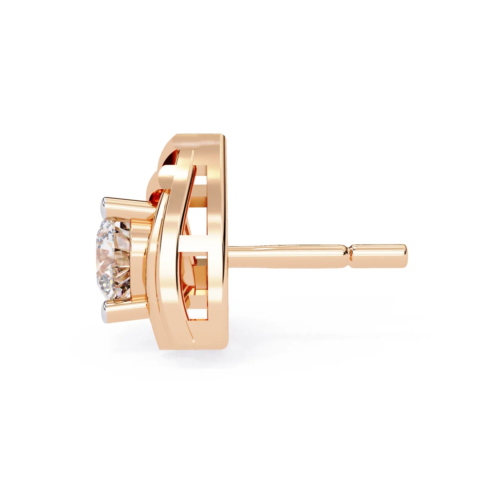 Trinacria Studs - round brilliant diamond earrings - angled view - hand-made in Byron Bay Hinterland, Australia by Lucano Fine Jewellery