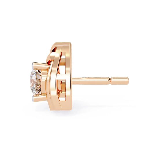 Trinacria Studs - round brilliant diamond earrings - angled view - hand-made in Byron Bay Hinterland, Australia by Lucano Fine Jewellery