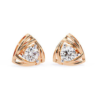 Trinacria Studs - round brilliant diamond earrings - detail close-up - hand-made in Byron Bay Hinterland, Australia by Lucano Fine Jewellery