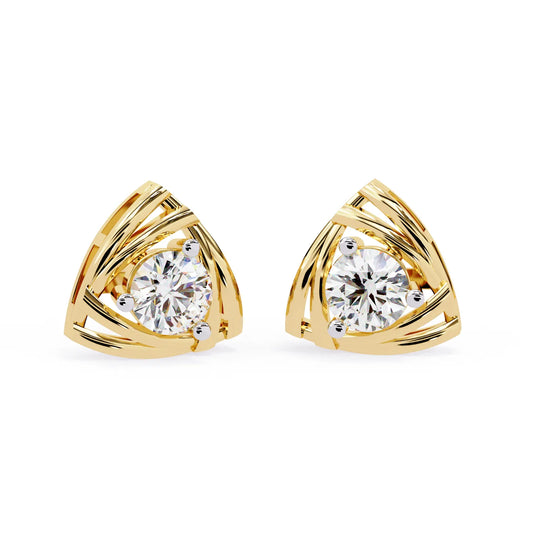 Trinacria Studs - round brilliant diamond earrings - top view - hand-made in Byron Bay Hinterland, Australia by Lucano Fine Jewellery