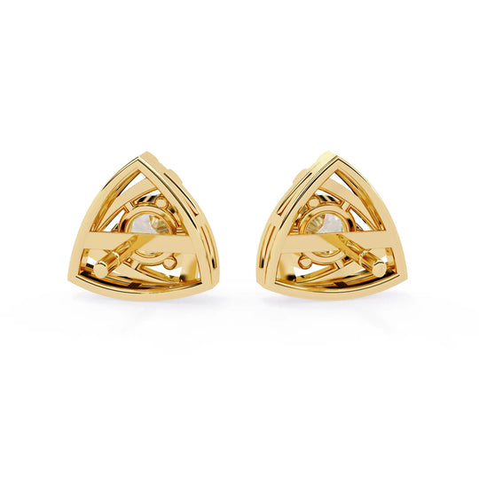 Trinacria Studs - round brilliant diamond earrings - in 9ct yellow gold - hand-made in Byron Bay Hinterland, Australia by Lucano Fine Jewellery