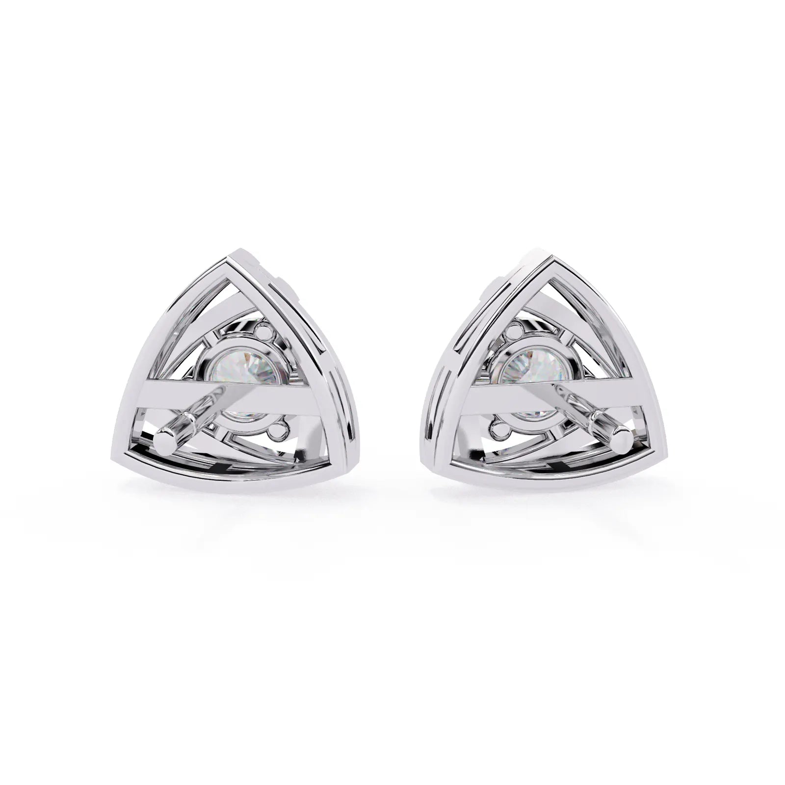 Trinacria Studs - round brilliant diamond earrings - in 9ct white gold - hand-made in Byron Bay Hinterland, Australia by Lucano Fine Jewellery