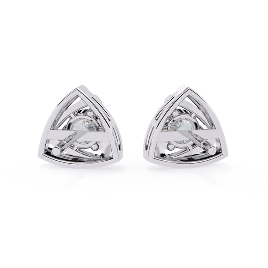 Trinacria Studs - round brilliant diamond earrings - in 9ct white gold - hand-made in Byron Bay Hinterland, Australia by Lucano Fine Jewellery