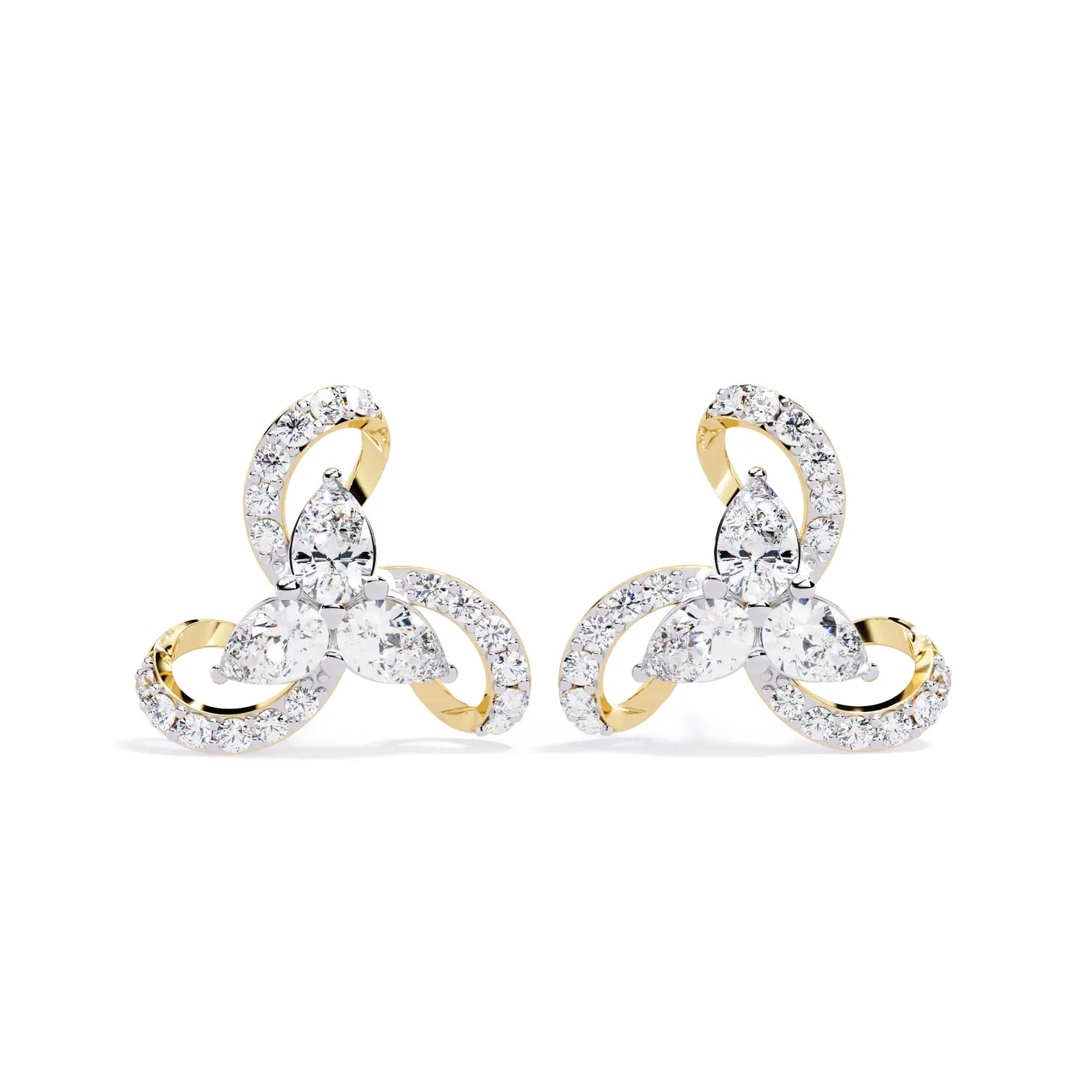 Petalo Pear Climbers - pear-cut diamond earrings - front view - hand-made in Byron Bay Hinterland, Australia by Lucano Fine Jewellery