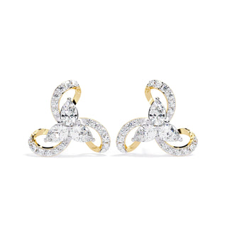 Petalo Pear Climbers - pear-cut diamond earrings - front view - hand-made in Byron Bay Hinterland, Australia by Lucano Fine Jewellery