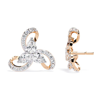 Petalo Pear Climbers - pear-cut diamond earrings - side profile - hand-made in Byron Bay Hinterland, Australia by Lucano Fine Jewellery