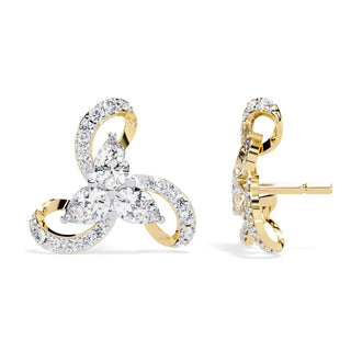 Petalo Pear Climbers - pear-cut diamond earrings - angled view - hand-made in Byron Bay Hinterland, Australia by Lucano Fine Jewellery