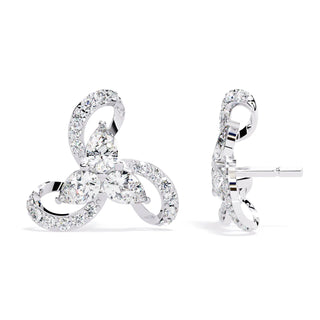 Petalo Pear Climbers - pear-cut diamond earrings - three-quarter view - hand-made in Byron Bay Hinterland, Australia by Lucano Fine Jewellery