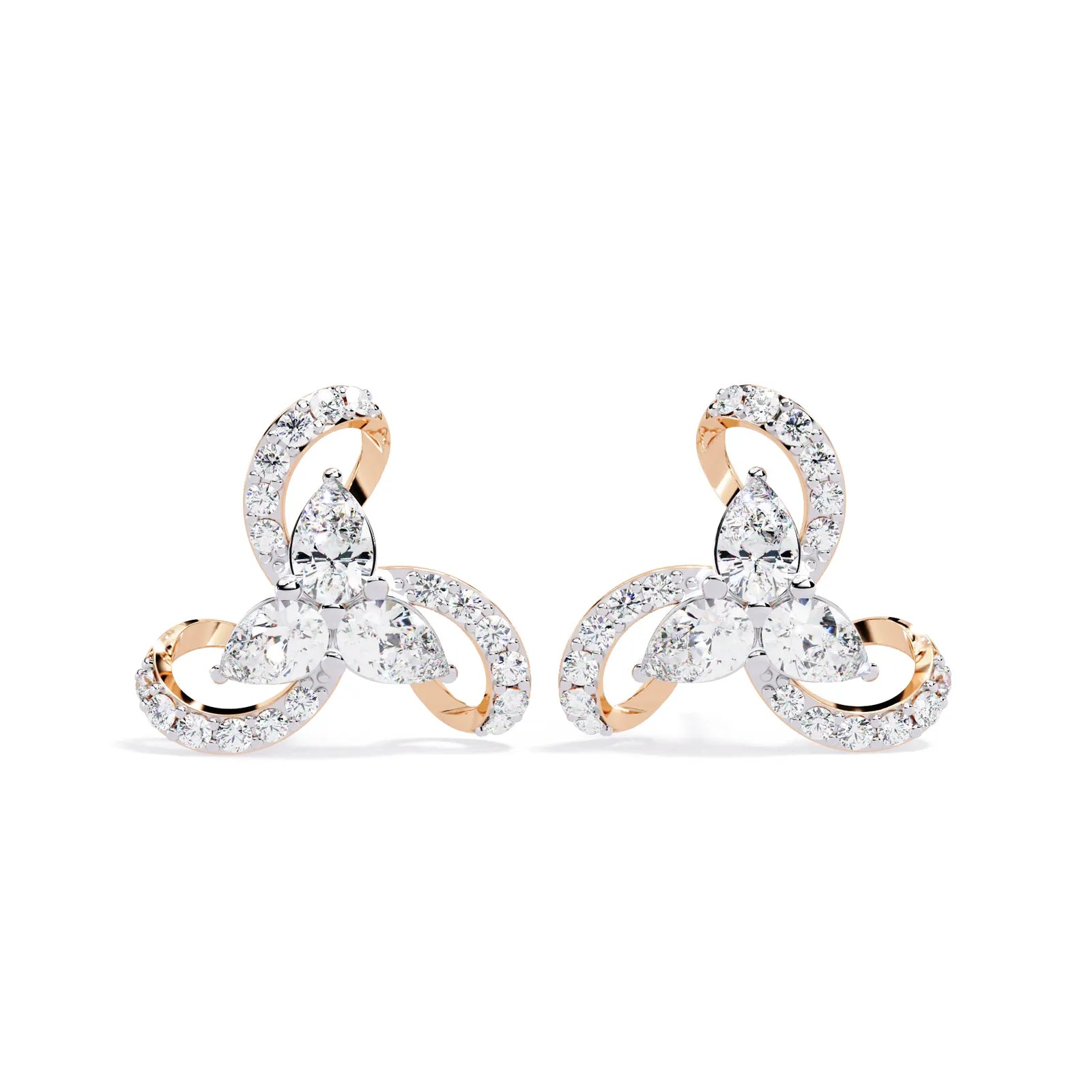 Petalo Pear Climbers - pear-cut diamond earrings - detail close-up - hand-made in Byron Bay Hinterland, Australia by Lucano Fine Jewellery