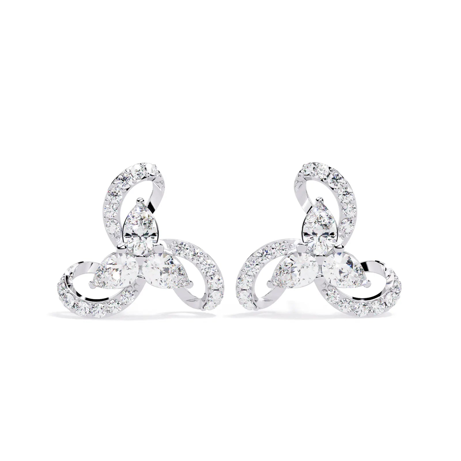 Petalo Pear Climbers - pear-cut diamond earrings - top view - hand-made in Byron Bay Hinterland, Australia by Lucano Fine Jewellery