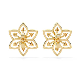 Esafiore Floral Studs - round brilliant diamond earrings - in 9ct rose gold - hand-made in Byron Bay Hinterland, Australia by Lucano Fine Jewellery