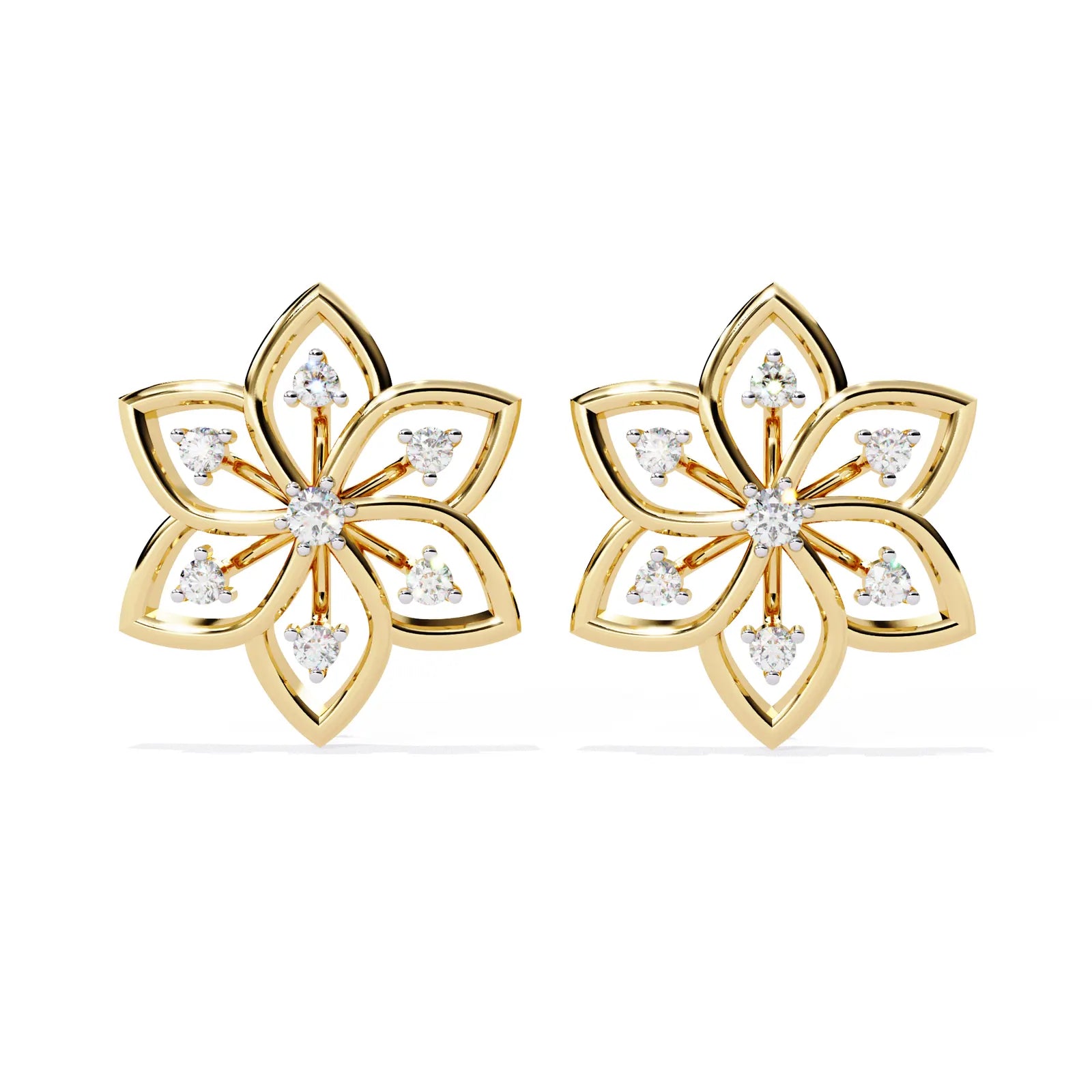Esafiore Floral Studs - round brilliant diamond earrings - in 18ct rose gold - hand-made in Byron Bay Hinterland, Australia by Lucano Fine Jewellery