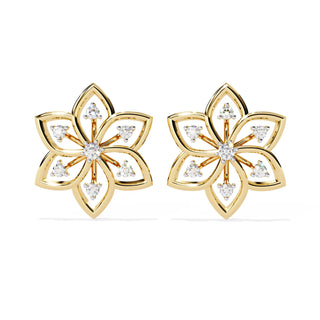 Esafiore Floral Studs - round brilliant diamond earrings - in 18ct rose gold - hand-made in Byron Bay Hinterland, Australia by Lucano Fine Jewellery
