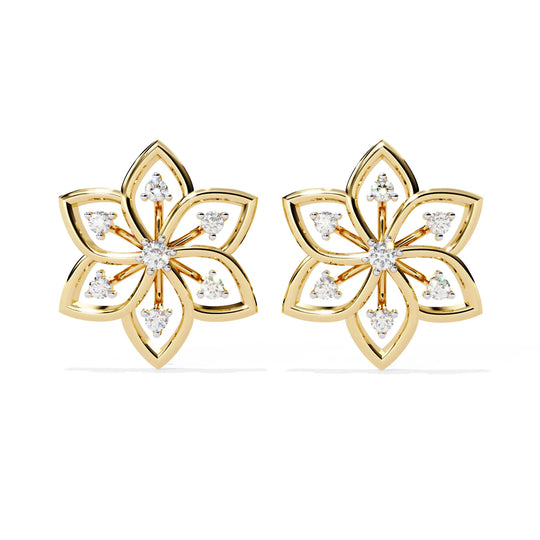 Esafiore Floral Studs - round brilliant diamond earrings - in 18ct rose gold - hand-made in Byron Bay Hinterland, Australia by Lucano Fine Jewellery