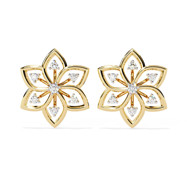 Esafiore Floral Studs - round brilliant diamond earrings - in 18ct rose gold - hand-made in Byron Bay Hinterland, Australia by Lucano Fine Jewellery