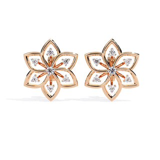 Esafiore Floral Studs - round brilliant diamond earrings - platinum finish - hand-made in Byron Bay Hinterland, Australia by Lucano Fine Jewellery