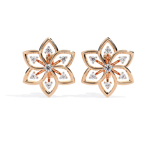 Esafiore Floral Studs - round brilliant diamond earrings - platinum finish - hand-made in Byron Bay Hinterland, Australia by Lucano Fine Jewellery
