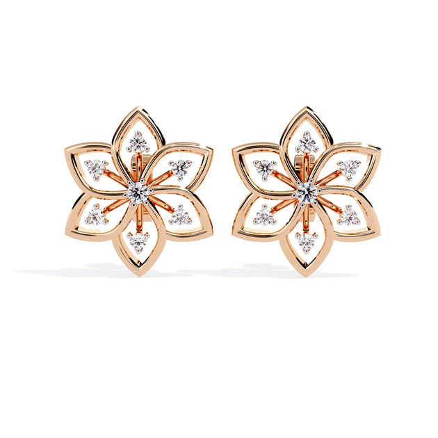 Esafiore Floral Studs - round brilliant diamond earrings - platinum finish - hand-made in Byron Bay Hinterland, Australia by Lucano Fine Jewellery