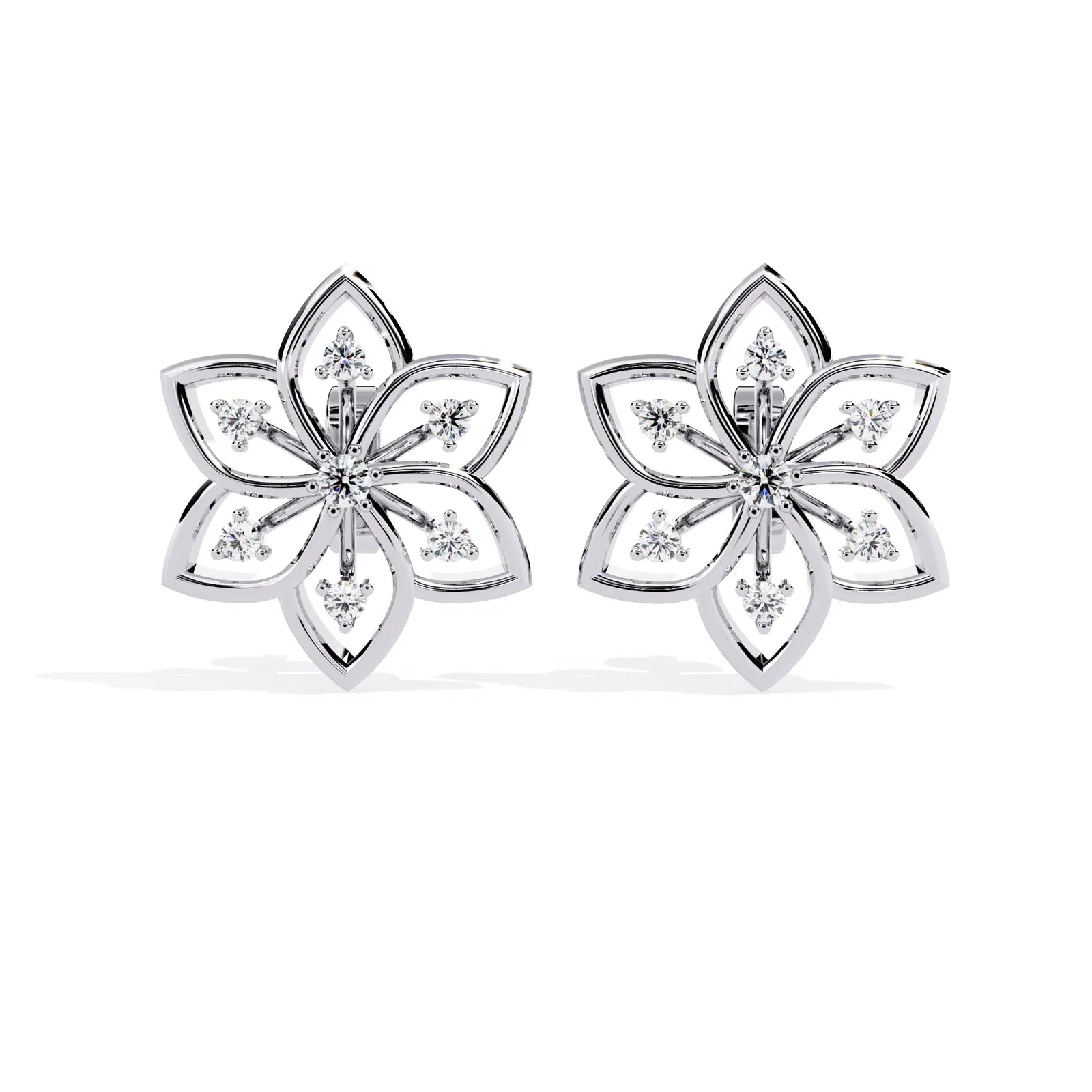 Esafiore Floral Studs - round brilliant diamond earrings - view 14 - hand-made in Byron Bay Hinterland, Australia by Lucano Fine Jewellery