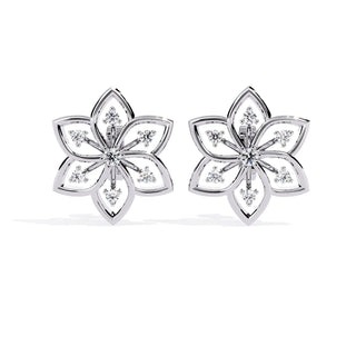 Esafiore Floral Studs - round brilliant diamond earrings - view 14 - hand-made in Byron Bay Hinterland, Australia by Lucano Fine Jewellery