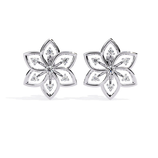 Esafiore Floral Studs - round brilliant diamond earrings - view 14 - hand-made in Byron Bay Hinterland, Australia by Lucano Fine Jewellery