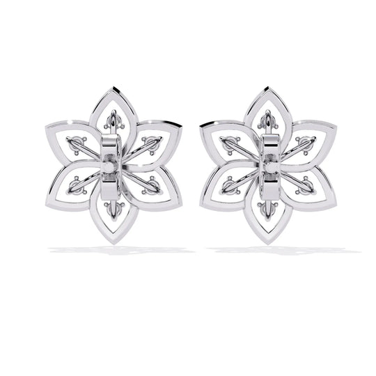 Esafiore Floral Studs - round brilliant diamond earrings - angled view - hand-made in Byron Bay Hinterland, Australia by Lucano Fine Jewellery