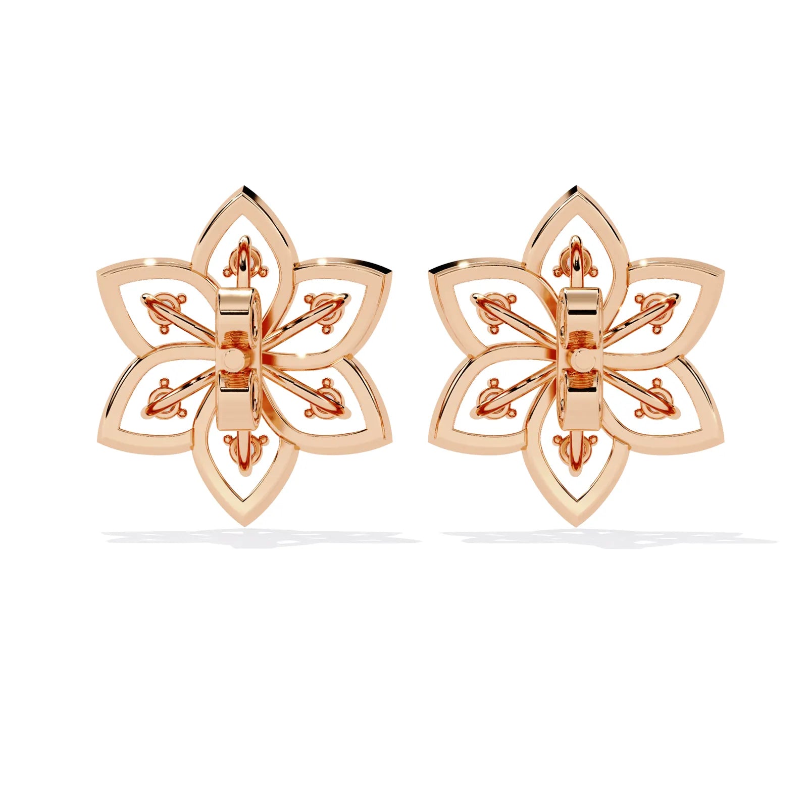 Esafiore Floral Studs - round brilliant diamond earrings - three-quarter view - hand-made in Byron Bay Hinterland, Australia by Lucano Fine Jewellery