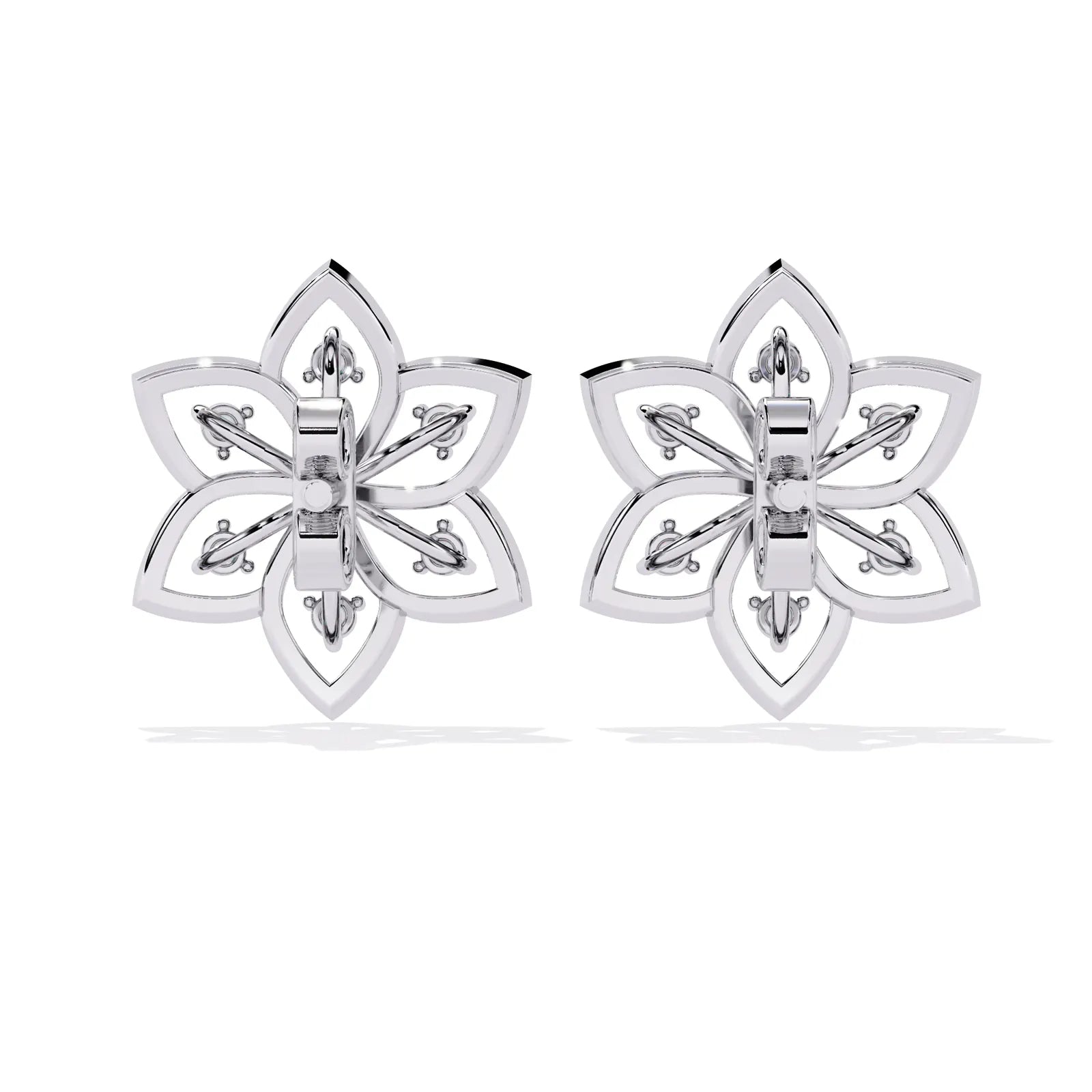 Esafiore Floral Studs - round brilliant diamond earrings - detail close-up - hand-made in Byron Bay Hinterland, Australia by Lucano Fine Jewellery