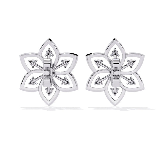 Esafiore Floral Studs - round brilliant diamond earrings - detail close-up - hand-made in Byron Bay Hinterland, Australia by Lucano Fine Jewellery