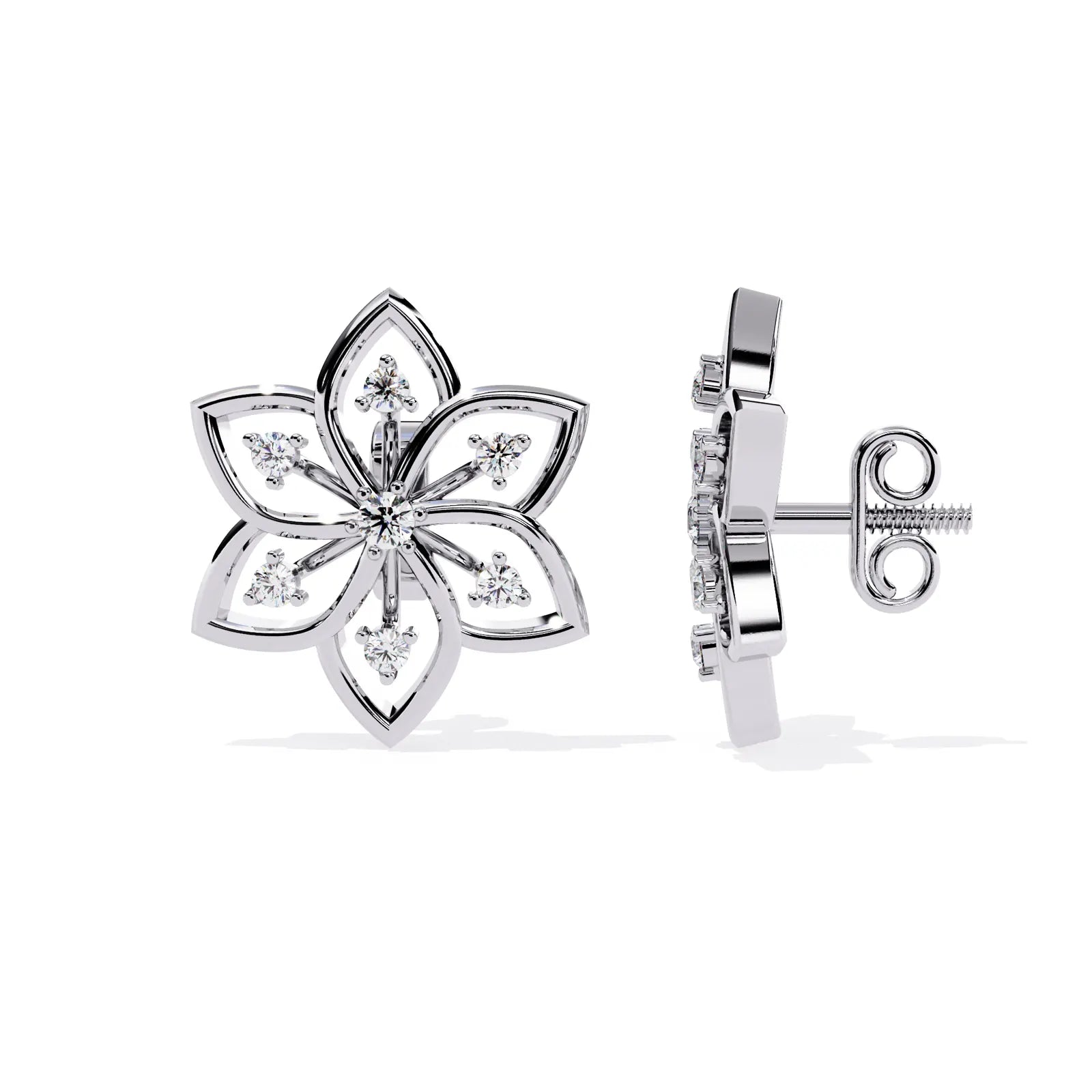 Esafiore Floral Studs - round brilliant diamond earrings - in 18ct yellow gold - hand-made in Byron Bay Hinterland, Australia by Lucano Fine Jewellery