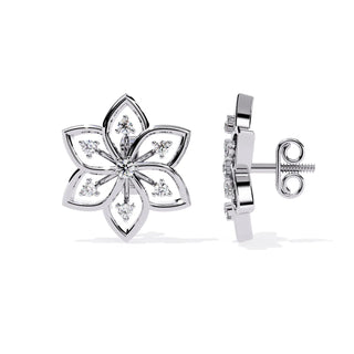 Esafiore Floral Studs - round brilliant diamond earrings - in 18ct yellow gold - hand-made in Byron Bay Hinterland, Australia by Lucano Fine Jewellery