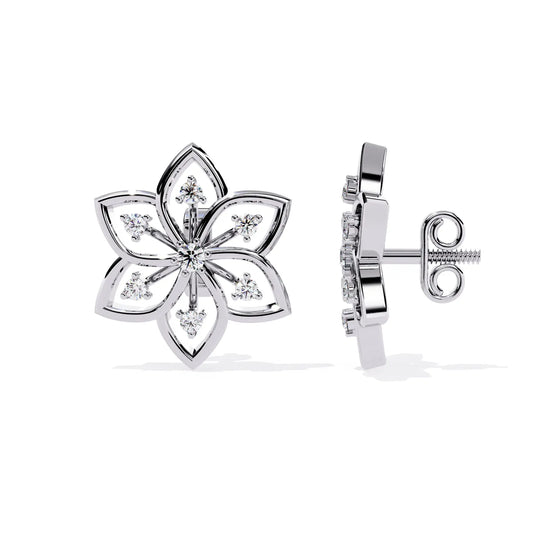 Esafiore Floral Studs - round brilliant diamond earrings - in 18ct yellow gold - hand-made in Byron Bay Hinterland, Australia by Lucano Fine Jewellery