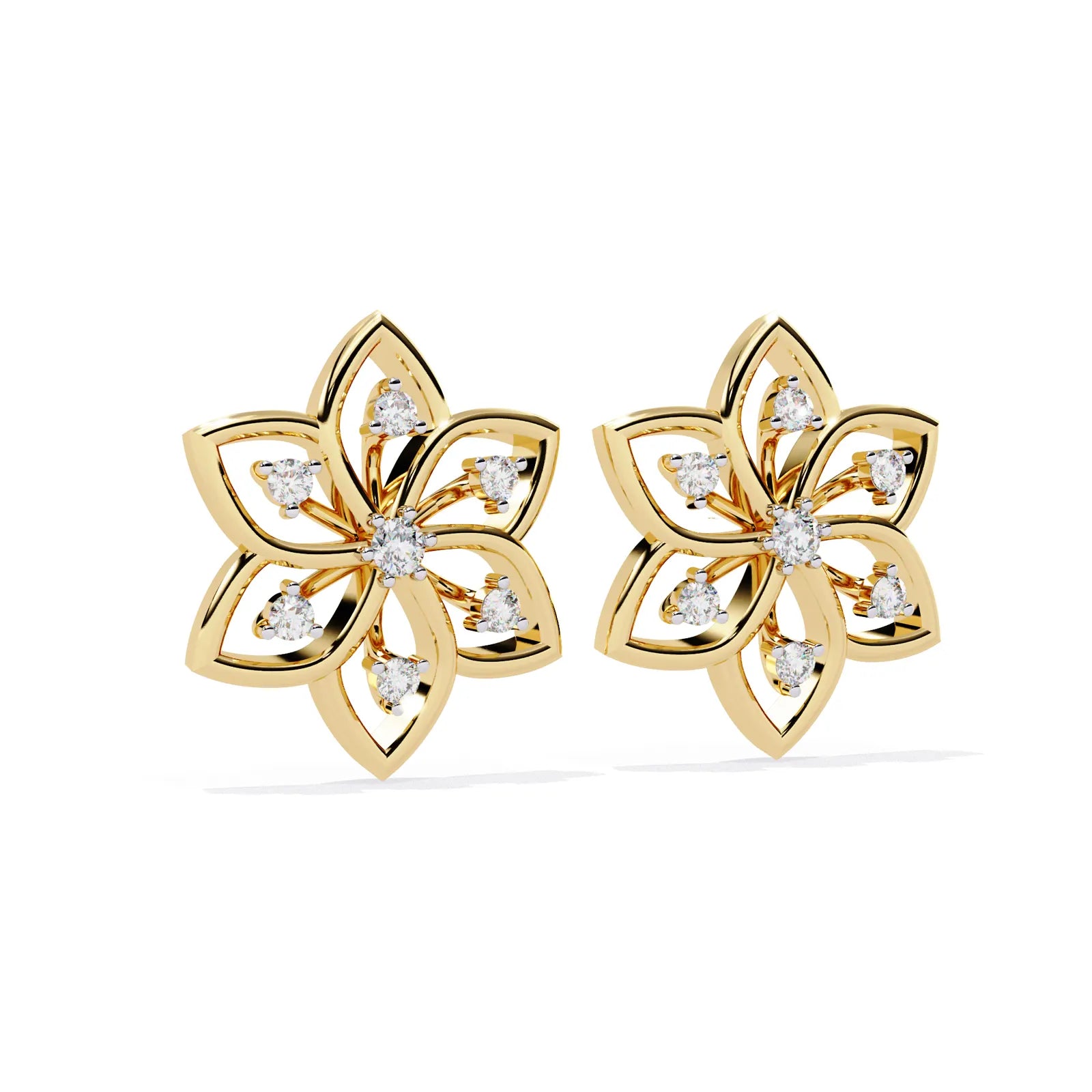 Esafiore Floral Studs - round brilliant diamond earrings - in 9ct white gold - hand-made in Byron Bay Hinterland, Australia by Lucano Fine Jewellery