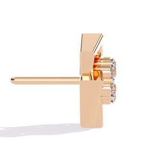 Greca Square Cluster Studs - round brilliant diamond earrings - in 18ct rose gold - hand-made in Byron Bay Hinterland, Australia by Lucano Fine Jewellery