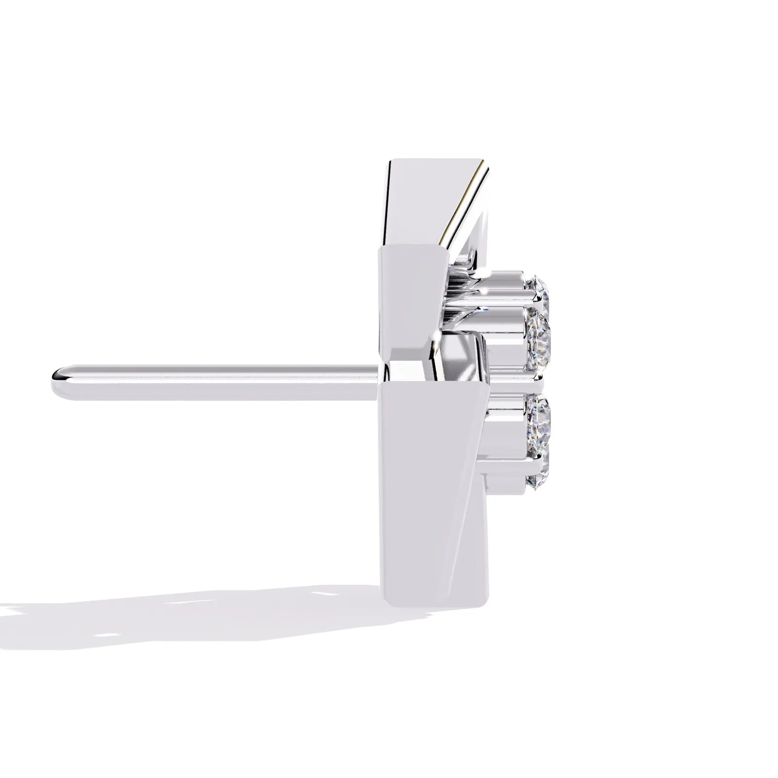 Greca Square Cluster Studs - round brilliant diamond earrings - side profile - hand-made in Byron Bay Hinterland, Australia by Lucano Fine Jewellery