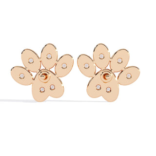 Zampa Petite Studs - round brilliant diamond earrings - angled view - hand-made in Byron Bay Hinterland, Australia by Lucano Fine Jewellery